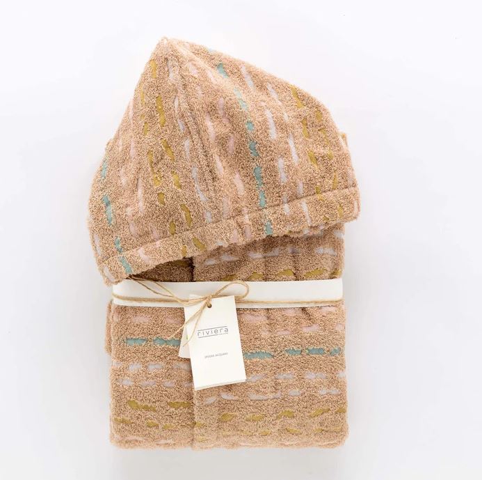 RIVIERA Accappatoio spugna Gatsby jacquard Tortora