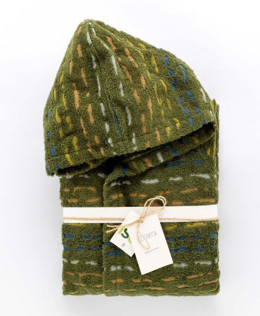 RIVIERA Accappatoio spugna Gatsby jacquard Verde