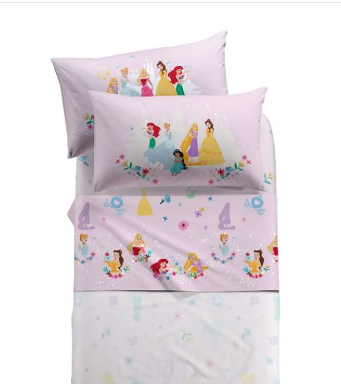 CALEFFI DISNEY Completo letto bimbo Princess flowers Unica Singolo