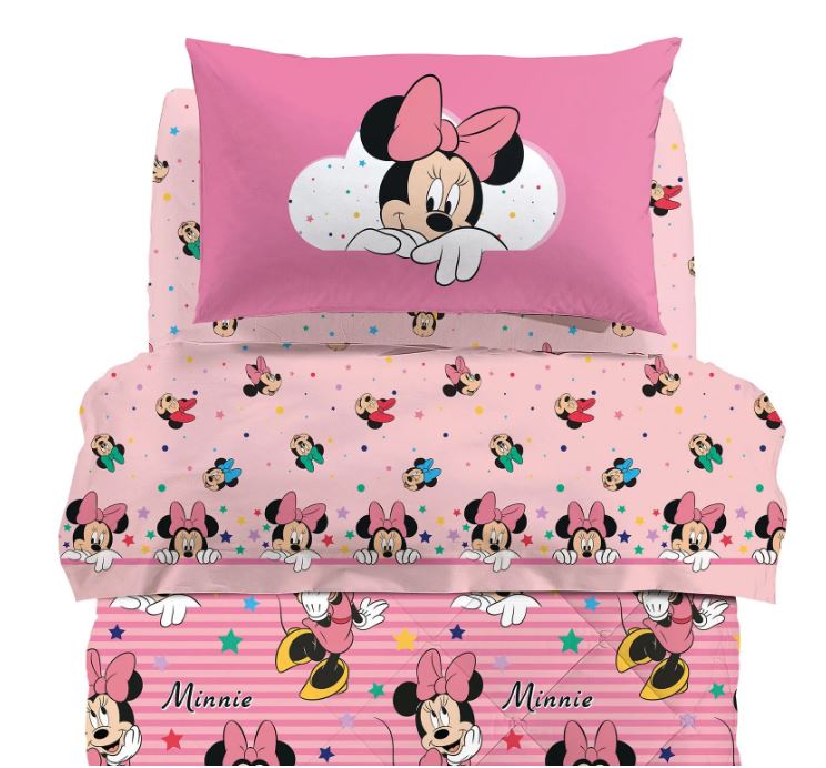 CALEFFI DISNEY Completo letto bimbo Minnie rainbow 1.5 Rosa Piazza e mezza