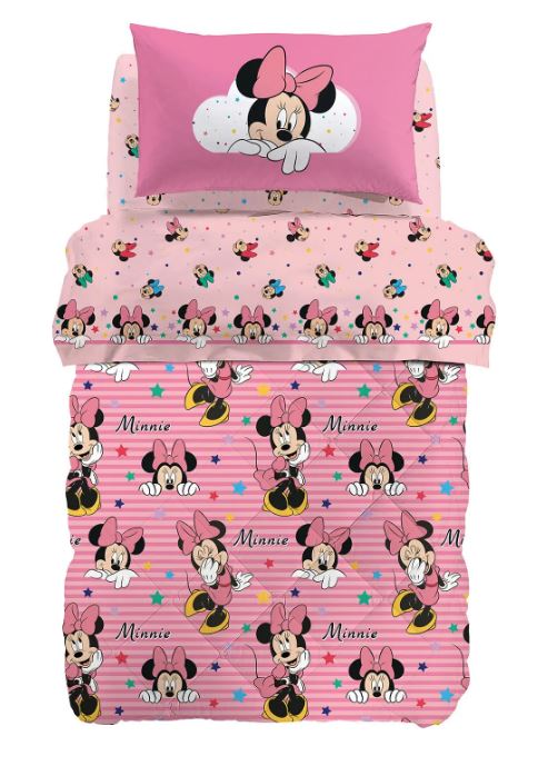 CALEFFI DISNEY Trapunta bimbo Minnie rainbow 1.5 Rosa Piazza e mezza