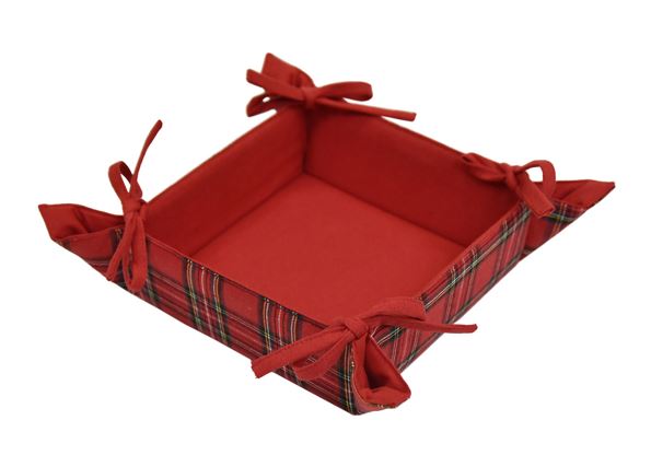 DAUNEX Portapane Tartan cestino 20x20 Rosso