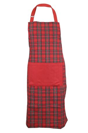 DAUNEX Grembiule Tartan con petto Rosso Rettangolare