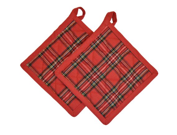 DAUNEX Presina Tartan set 2 pezzi decorativo Rosso