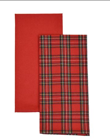 DAUNEX Strofinaccio Tartan 2 pezzi 50x70 Rosso Rettangolare