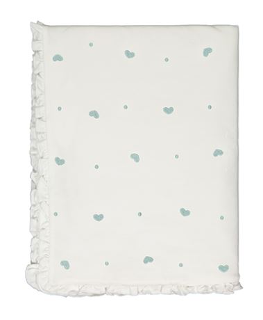 MARY PLAID Copriletto trapuntato bimbo Cuoricini Bianco/azzurro Carrozzina