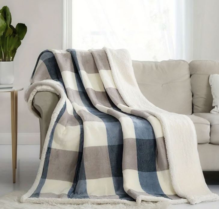 S&G Coperta pile Kigal plaid+sherpa 160x210 Polvere Singolo