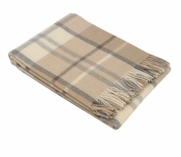 SOMMA Plaid lana Killt con frange 130x190 Naturale