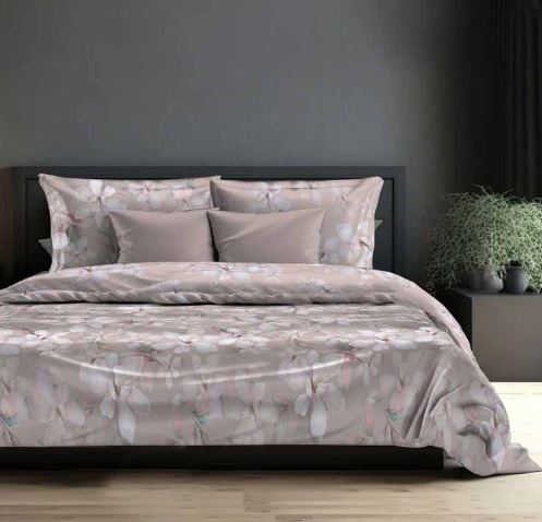 ZAMBAITI Completo letto Blumy flor sotto con angoli 180x200 Rosa cipria Matrimoniale