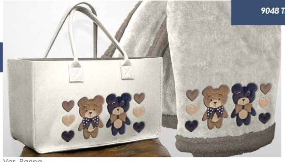 ZAMBAITI Plaid pile Trousse con borsa 130x160 Teddy