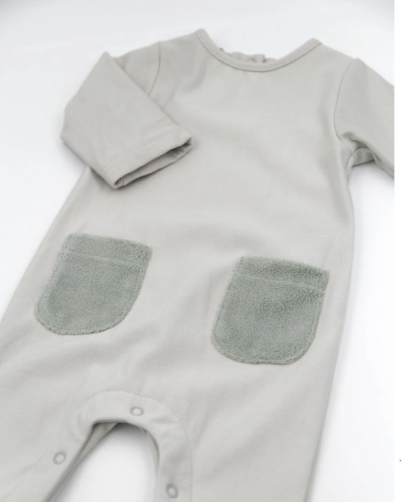 BAMBOOM Tutina bimbo Teddy con tasche Sky grey