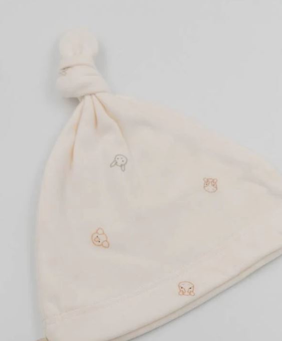 BAMBOOM Cappellino nascita Neonato con nodp Animal friends