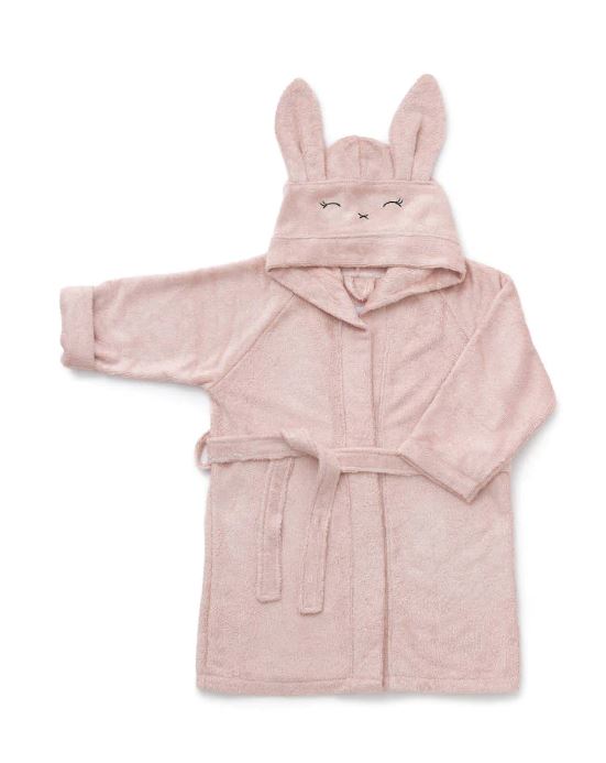 BAMBOOM Accappatoio bimbo con cappuccio con dolci orecchie da coniglietto e cinturina che assicura una perfetta aderenza in vita Rosa