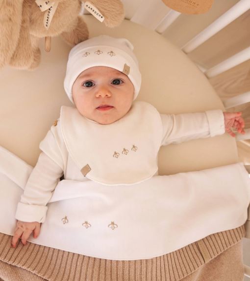 BAMBOOM Cappellino nascita Bees Panna