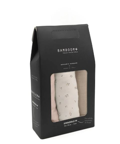 BAMBOOM Mussola neonato Swaddle 70x70 set Tulips