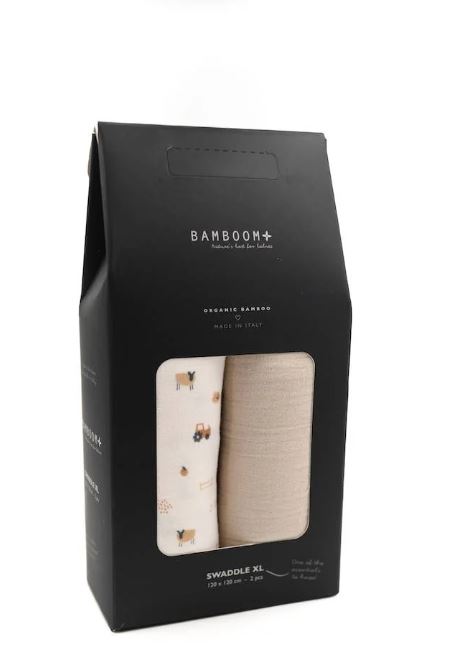BAMBOOM Mussola neonato Swaddle The farm