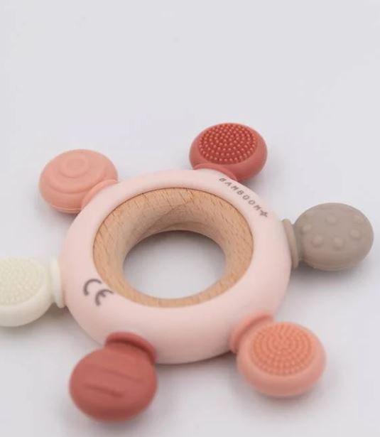 BAMBOOM Massaggiagengive Timone legno e silicone Rosa