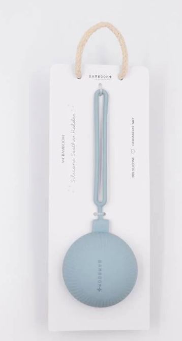 BAMBOOM Portaciuccio in morbido silicone con catenella Ocean green