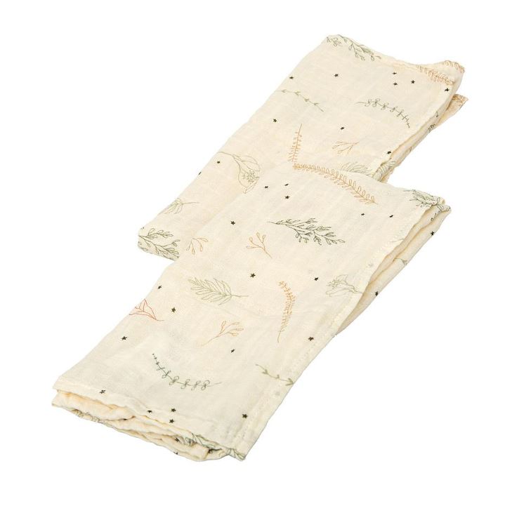 BIMBIDREAMS Mussola neonato Botanic set 2 garzine 60x60 Ecru