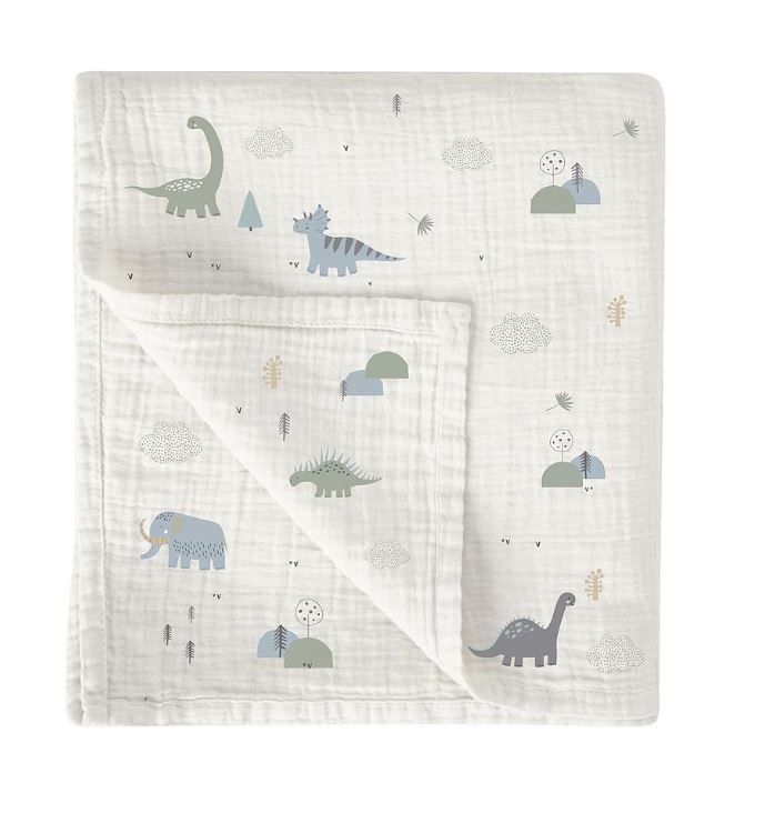 BIMBIDREAMS Mussola neonato Trex 528 bambu 120x120 Bianco/verde
