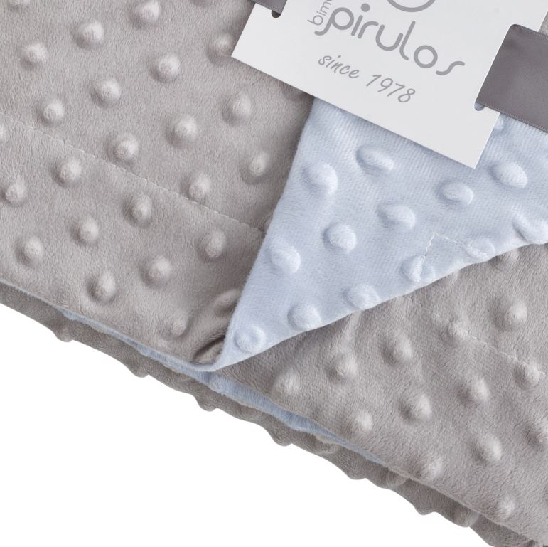 BIMBIDREAMS Copertina bimbo Dots cotine 051 110x140 2 facce Grigio/blu Lettino con sbarre