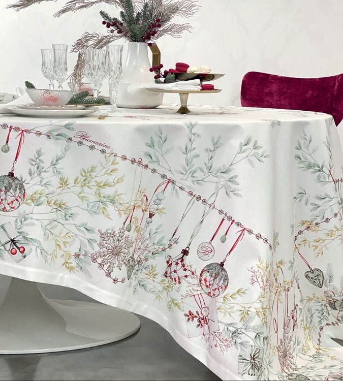 BLUMARINE Tovaglia Bianco Natale Rossa Rettangolare