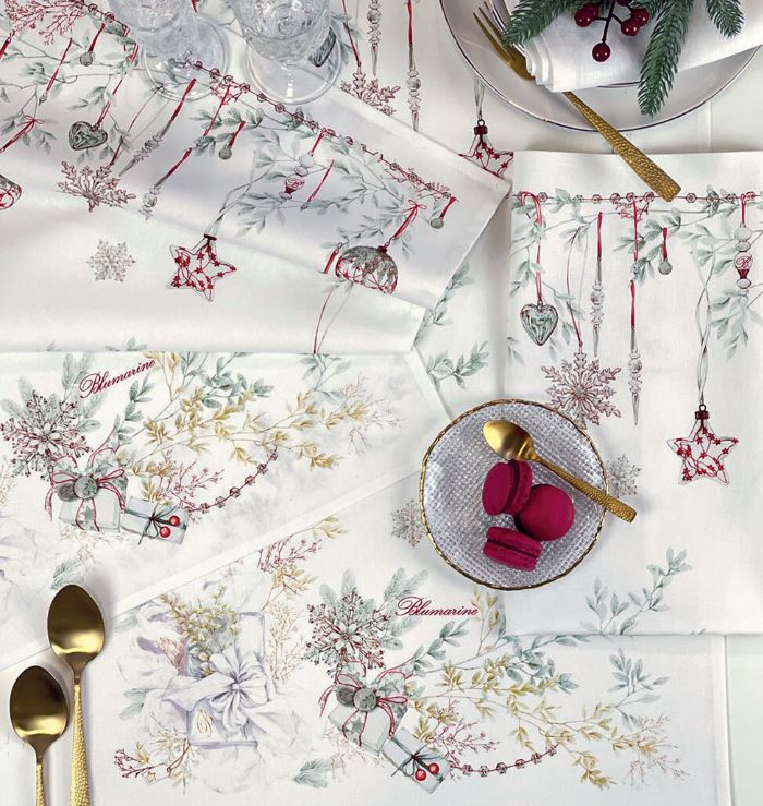 BLUMARINE Strofinaccio Bianco Natale Rossa Rettangolare