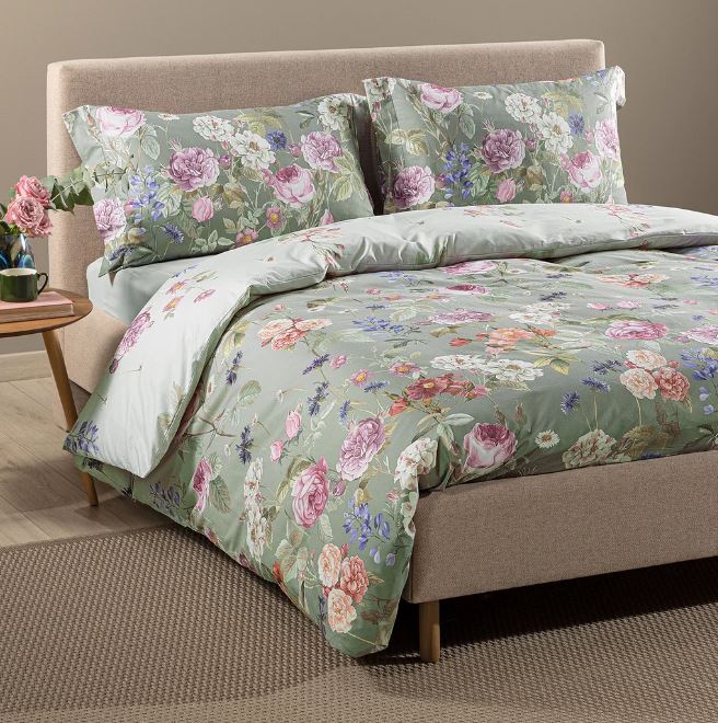 CALEFFI Parure copripiumoni Giardino romantico Giada Matrimoniale