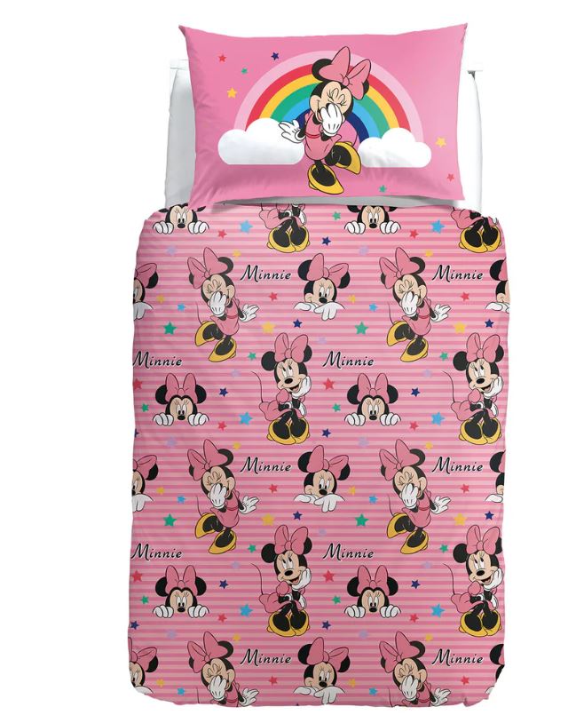 CALEFFI DISNEY Completo copripiumone bimbo Minnie rainbow Rosa Singolo