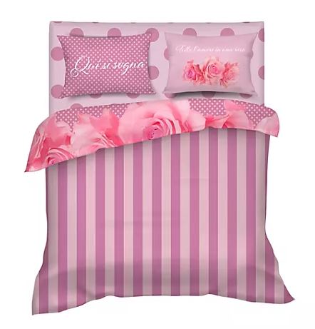 CAMOMILLA Completo copripiumone Roses Confetto Piazza e mezza