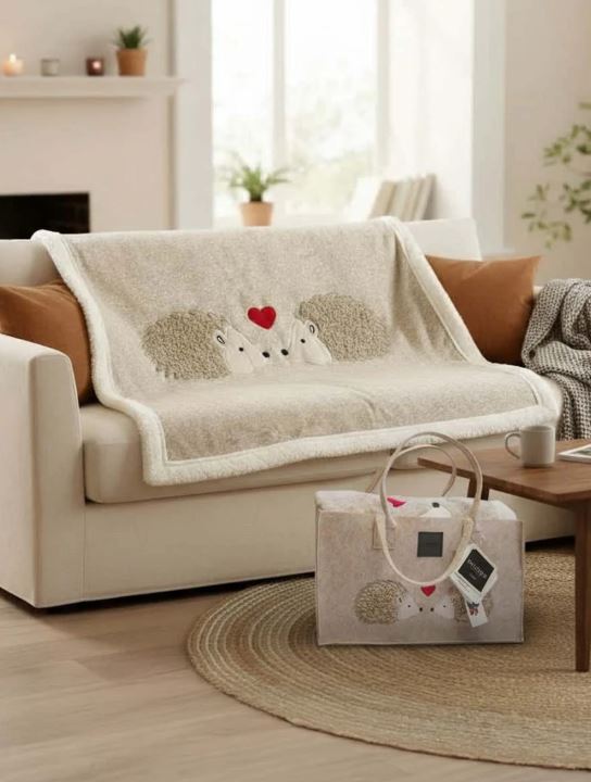 DAUNEX Plaid pile Morbidotto friend c/appli. in borsa 130x160