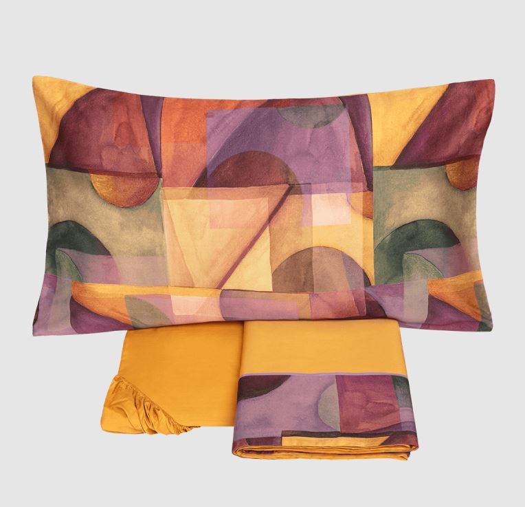 FAZZINI Completo letto Paracas Zucca/malva Matrimoniale