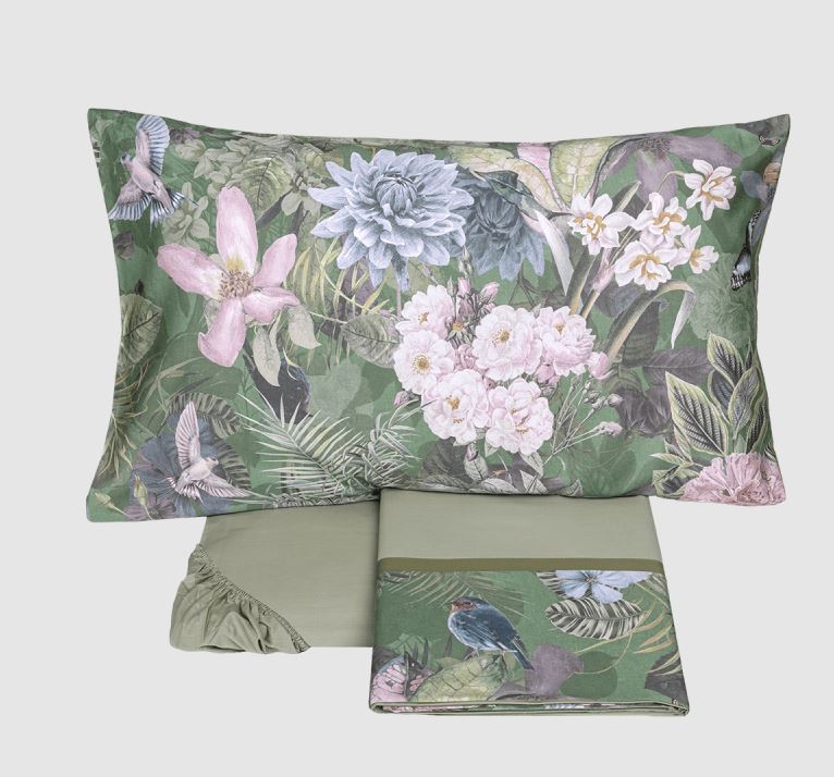 FAZZINI Completo letto Protea Verde Matrimoniale