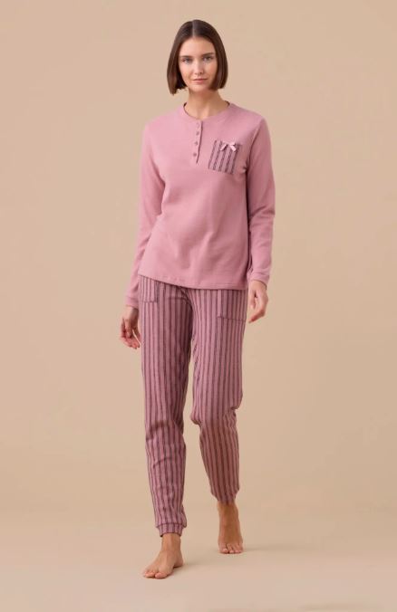 NOIDINOTTE Pigiama donna lungo Punto milano Rosa