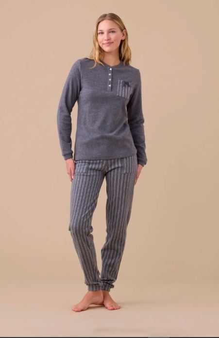 NOIDINOTTE Pigiama donna lungo Punto milano Grigio antracite