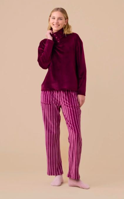 NOIDINOTTE Tuta camera donna Ciniglia felpata Bordeaux