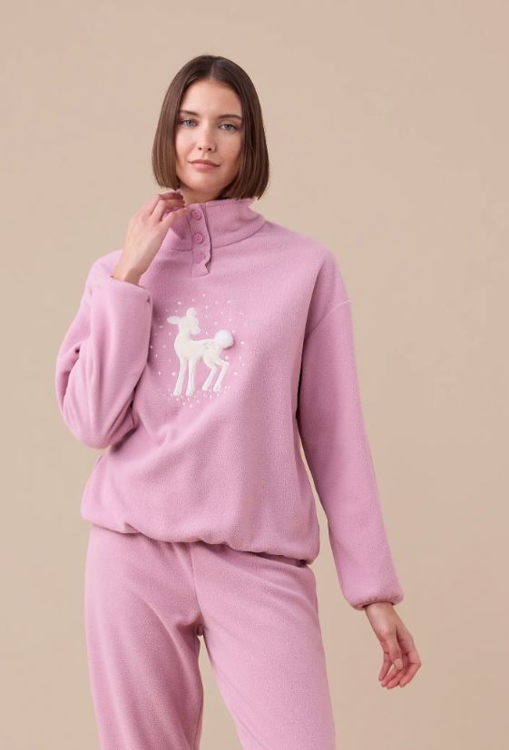 NOIDINOTTE Pigiama donna lungo Fiaba Pile Rosa