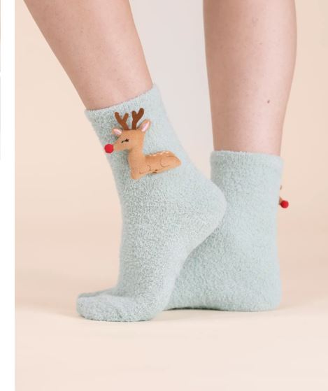 NOIDINOTTE Calzini antiscivolo Soggetti natalizi con applicazioni 3d Green