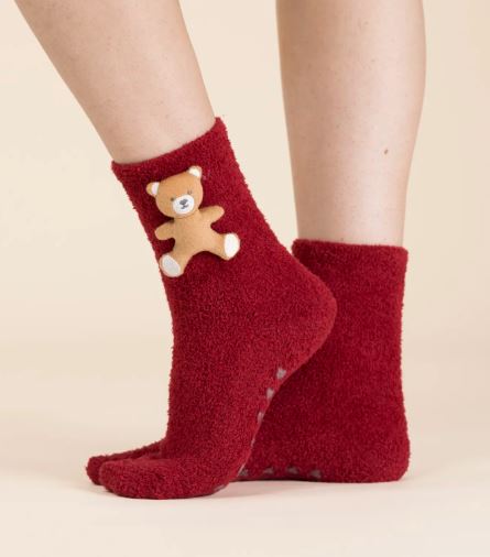 NOIDINOTTE Calzini antiscivolo Soggetti natalizi con applicazioni 3d Bordeaux