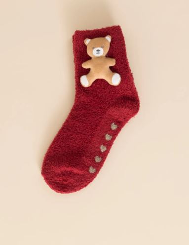NOIDINOTTE Calzini antiscivolo bimbo Soggetti natalizi con applicazioni 3d Bordeaux