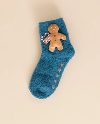 NOIDINOTTE Calzini antiscivolo bimbo Soggetti natalizi con applicazioni 3d Ottanio