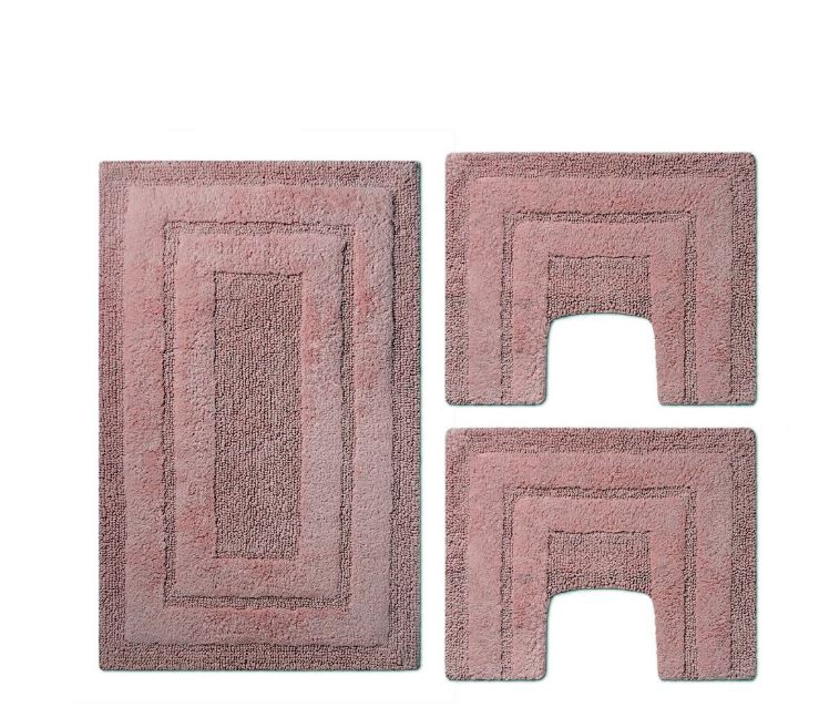 PHP Parure 3pz tappeti bagno Sirio 1 da 50x80 2 da 40x40 Rosa fragola