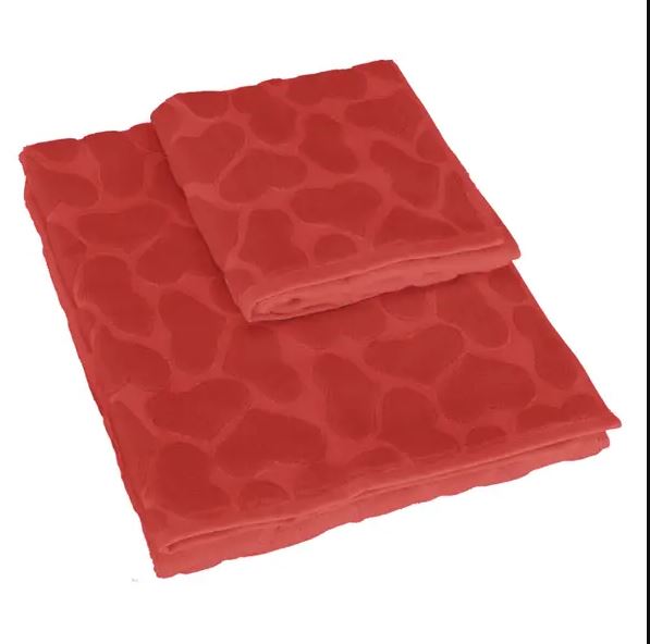 PRETTI Set 1+1 asciugamano Batticuore viso+ospite Rosso