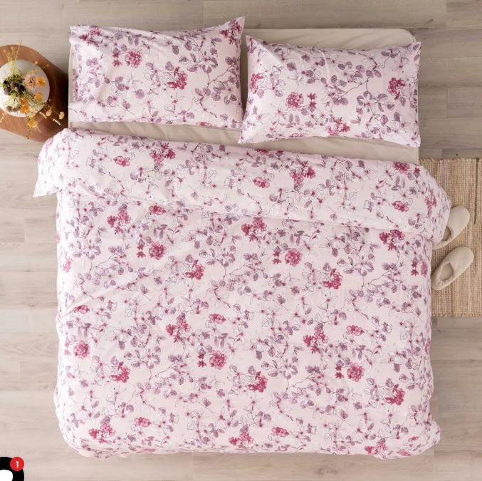 RIVIERA Parure copripiumoni Zoe stampato Rosa cipria Matrimoniale