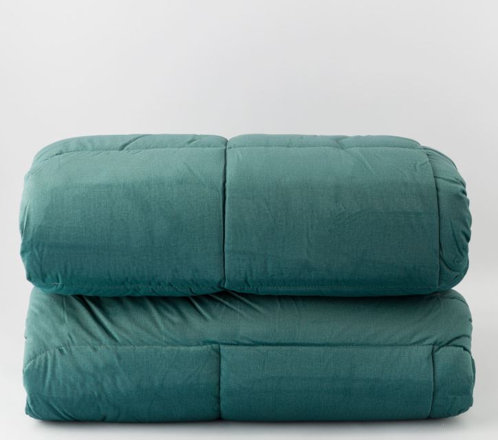 RIVIERA Trapunta Veloury velluto 2P Petrolio Matrimoniale