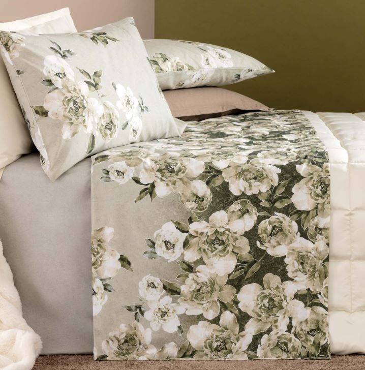 RIVIERA Completo letto Dania cotone stampato 2p Verde bosco Matrimoniale