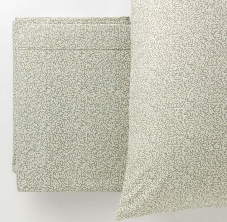 RIVIERA Completo flanella Cloudette soffice cotone garzato stampato Verde salvia Matrimoniale