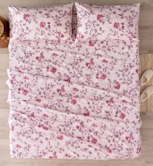 RIVIERA Completo letto Zoe stampato Rosa cipria Singolo