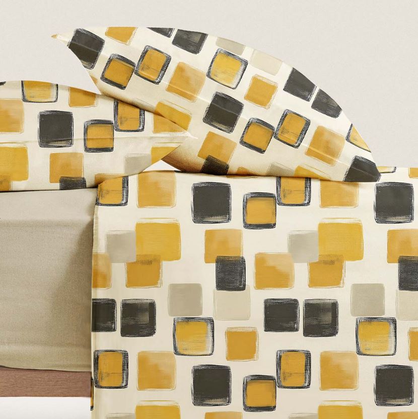 S&G Completo letto Adalin percallino Giallo Matrimoniale