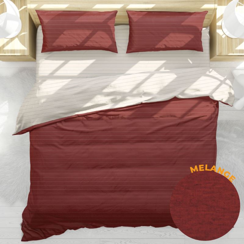 S&G Parure copripiumoni Listra percallino Bordeaux Matrimoniale